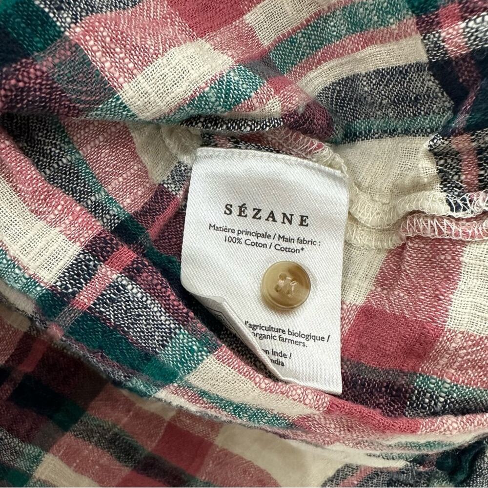 Sezane Doria San Francisco Checks Plaid Button Long Sleeve Shirt Blouse. - Picture 8 of 12